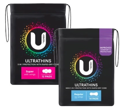 NEW U By Kotex Ultra Thin Pads With Wings Regular 14 Pack or Super 12 Pack