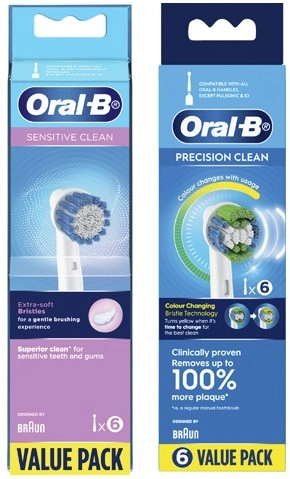 Oral B Electric Toothbrush Refill Heads Precision Clean or Sensitive 6 Pack