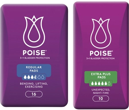 Poise Pads For Bladder Leaks Regular 16 Pack or Extra Plus 10 Pack