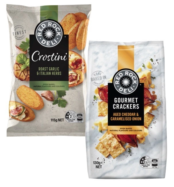 Red Rock Deli Gourmet or Crostini Crackers 115g-130g