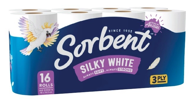 Sorbent Silky White Toilet Tissue 16 Pack