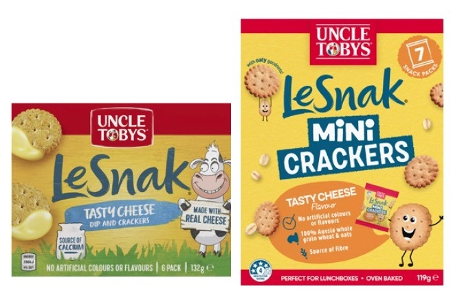 Uncle Tobys Le Snak 132g or Le Snak Mini Crackers 119g