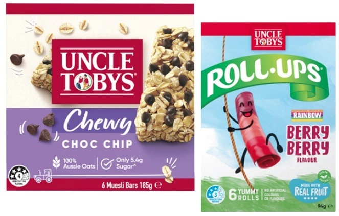 Uncle Tobys Muesli Bars 185g or Roll Ups 94g