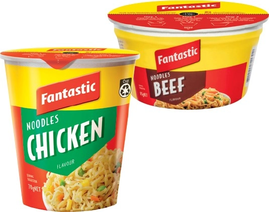 Fantastic Cup or Bowl Noodles 70-85g Selected Varieties