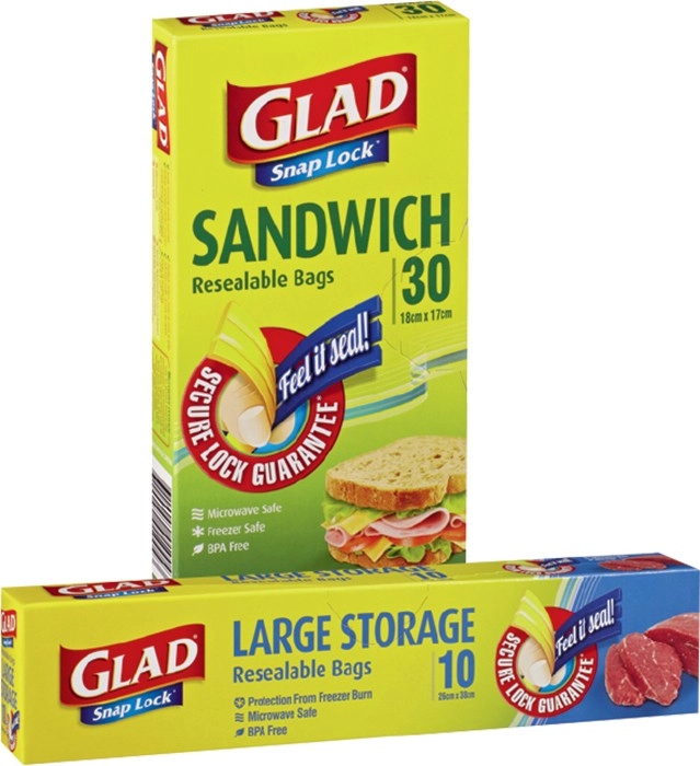 Glad Snap Lock Resealable Bags 10-60 Pack Selected Varieties