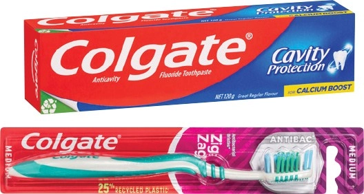 Colgate Toothpaste 110‑120g, Zig Zag or Kids Toothbrush 1 Pack or Dental Floss 25m Selected Varieties