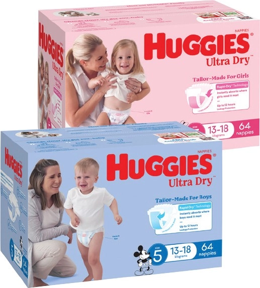 Huggies Nappies or Nappy Pants 46‑108 Pack Selected Varieties