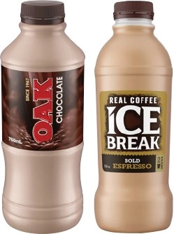 Oak Flavoured Milk or Ice Break Real Coffee 750mL Selected Varieties