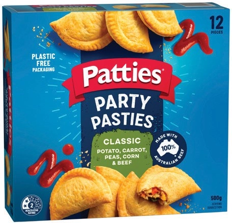 Patties Party Pasties, Pies, Quiche or Sausage Rolls 12 Pack Selected Varieties