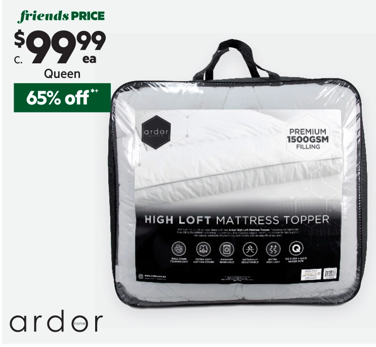 Ardor 1500gsm High Loft Mattress Topper Queen Bed Queen