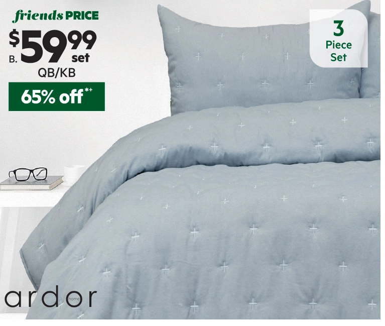 Ardor Saladin 3-Piece Comforter Set Chambray Queen / King