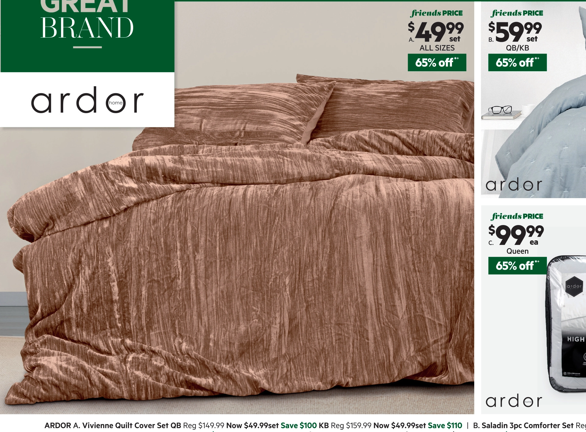 Ardor Vivienne Quilt Cover Set Champagne