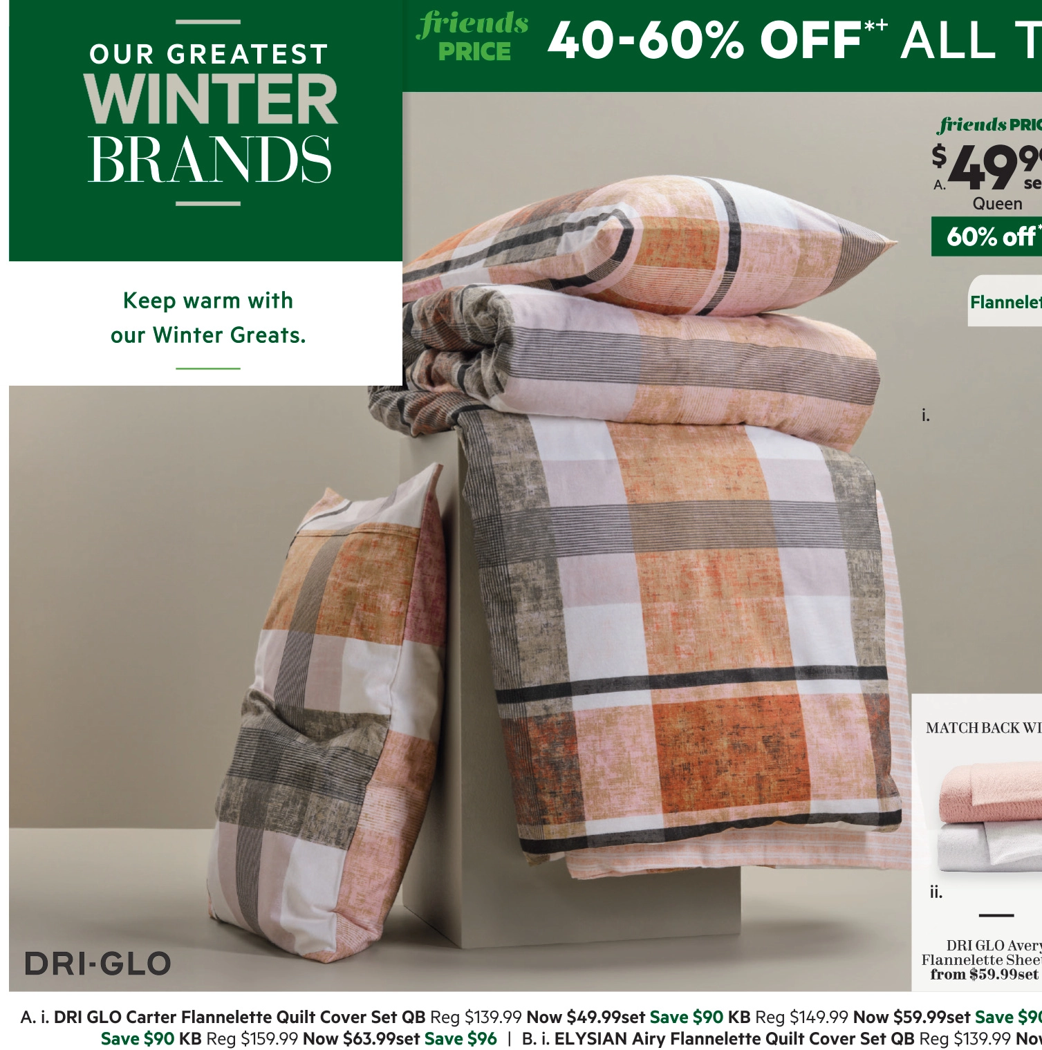 Dri Glo Carter Flannelette Quilt Cover Set Rust