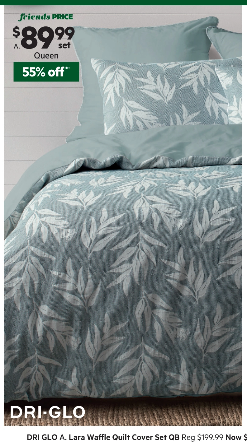 Dri Glo Lara Waffle Quilt Cover Set Sage