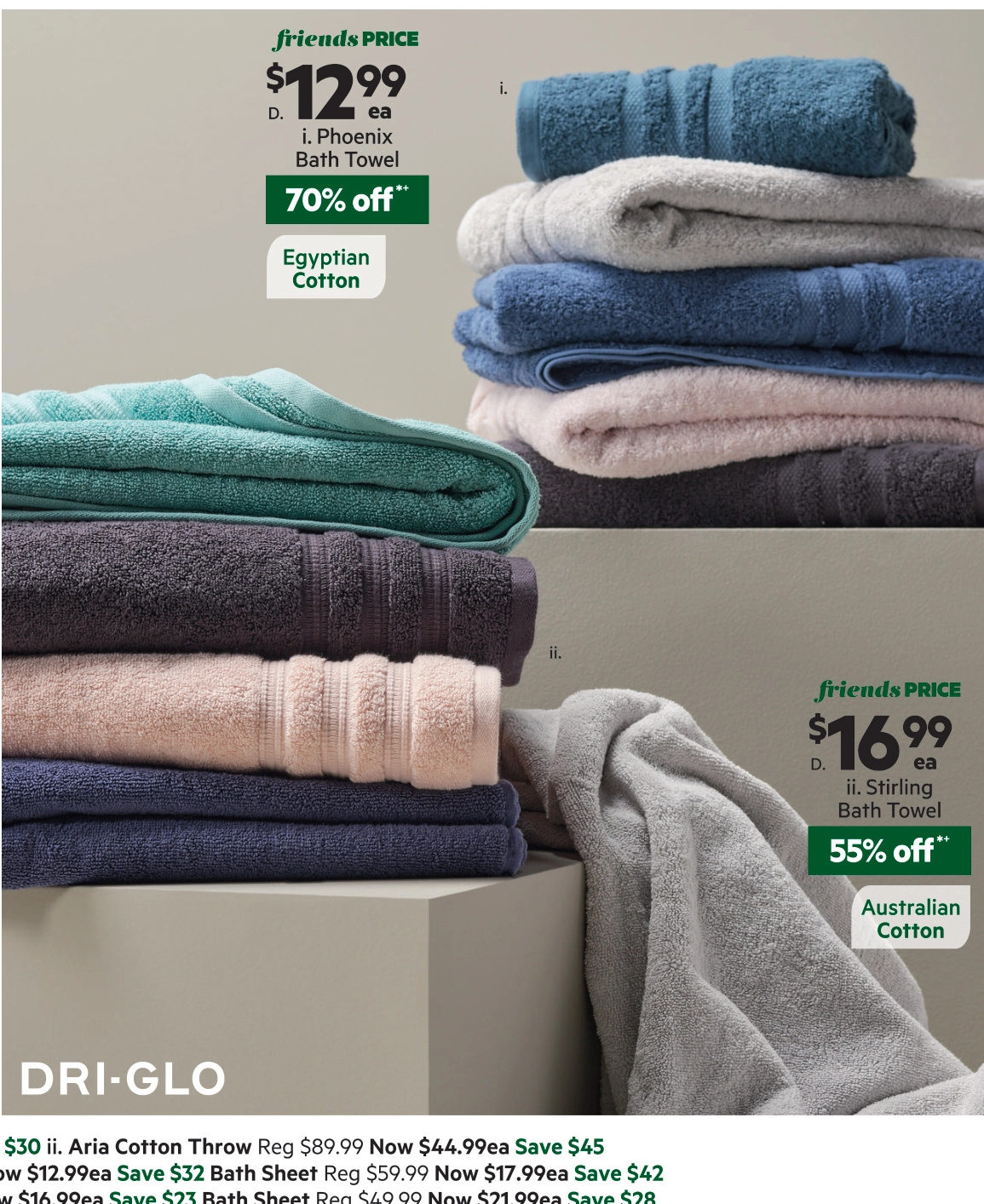 Dri Glo Stirling Australian Cotton Towel Collection Aqua