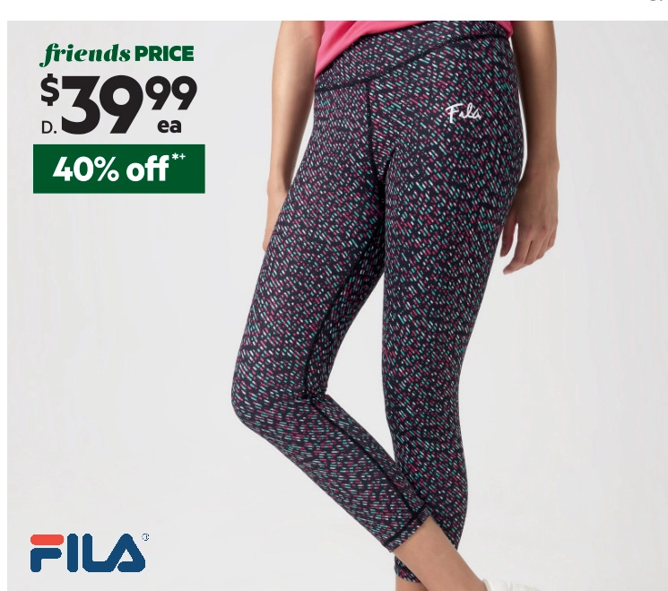 FILA Women's Casey Print Tight Black & Print