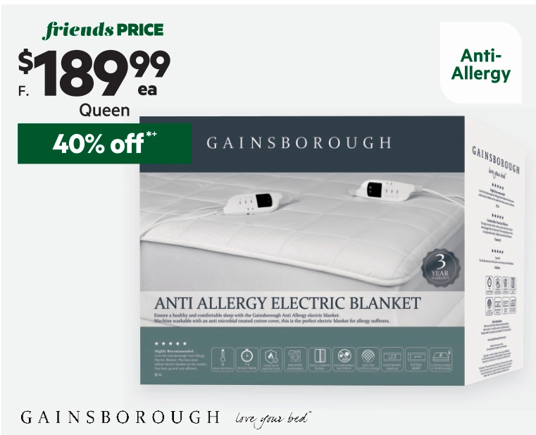 Gainsborough Anti Allergy Electric Blanket