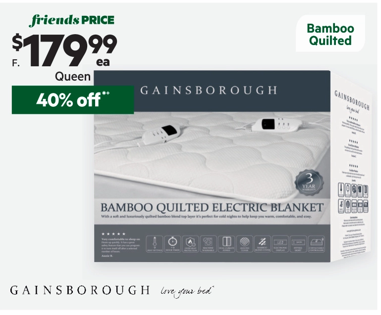 Gainsborough Bamboo Quilted Electric Blanket