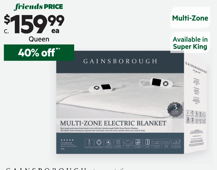 Gainsborough Multi-Zone Electric Blanket