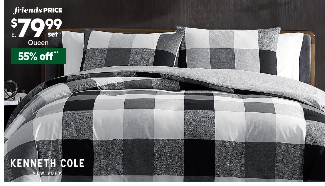 Kenneth Cole Prospect Plaid Quilt Cover Set Black Multicoloured