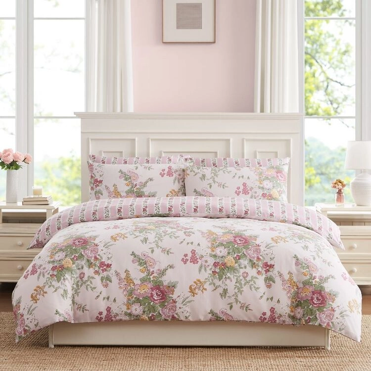 Laura Ashley Mayfield Bloom Quilt Cover Set Rose Pink Queen