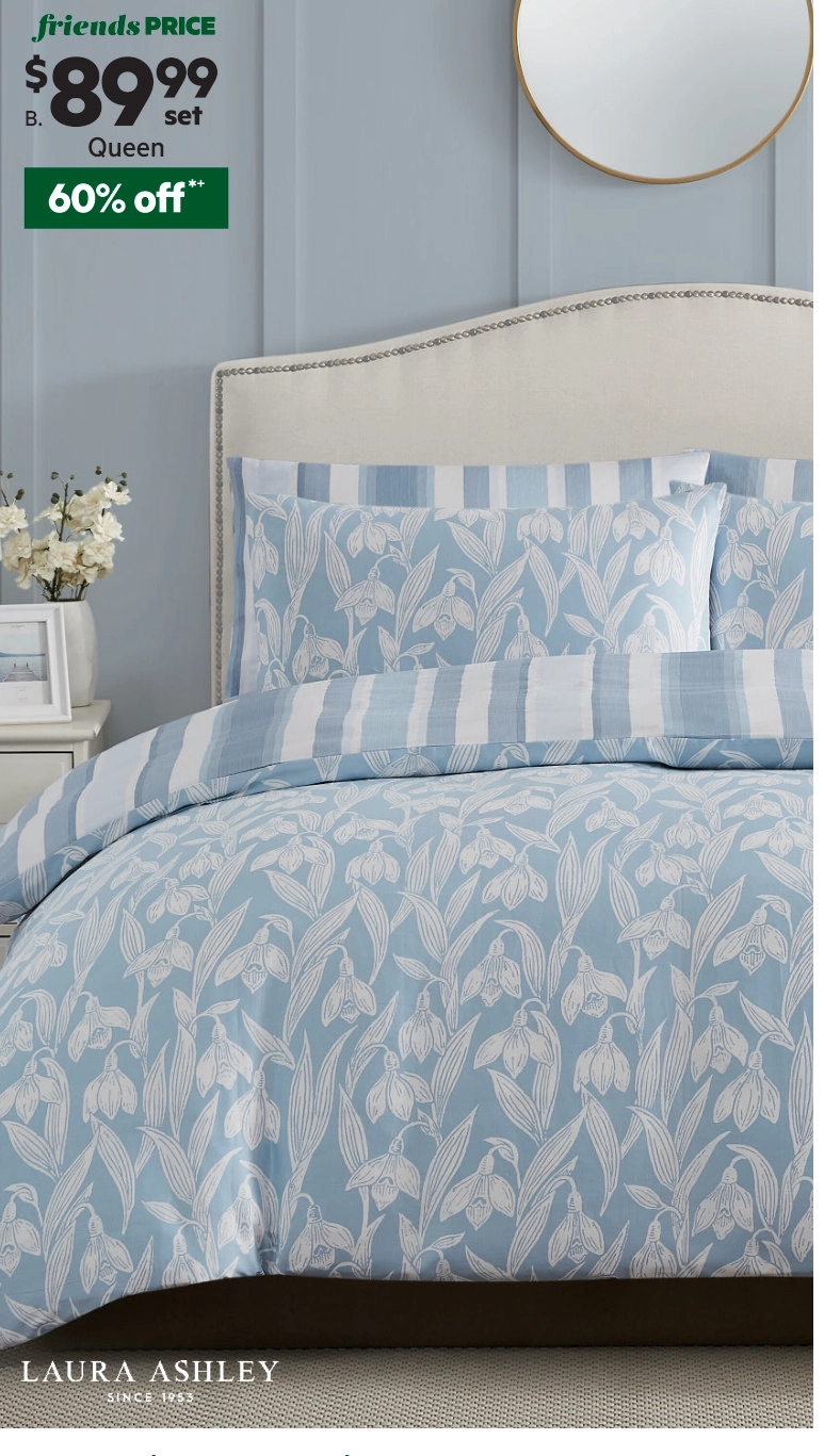 Laura Ashley Snowdrop Quilt Cover Set Sea Spray