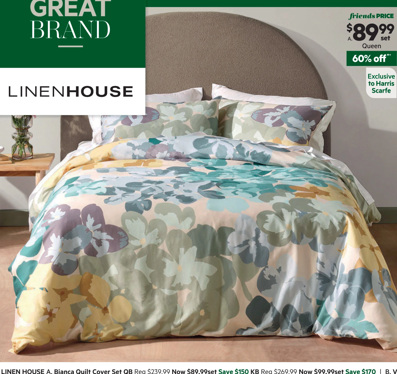 Linen House Bianca Quilt Cover Set Turquoise