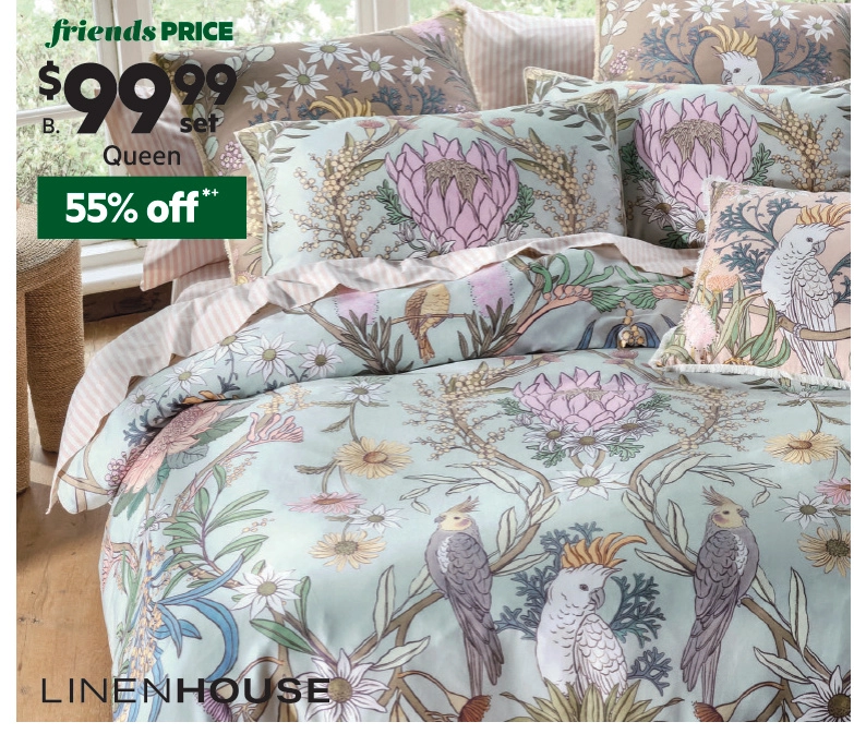 Linen House Victoria Quilt Cover Set Mist