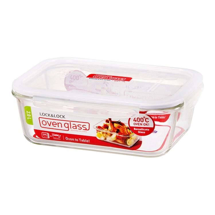 Lock & Lock 2L Glass Rectangle Food Storage