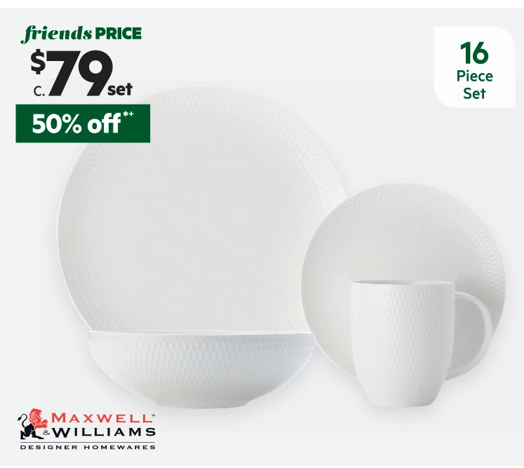 Maxwell & Williams White Basics Diamonds 16-Piece Dinner Set