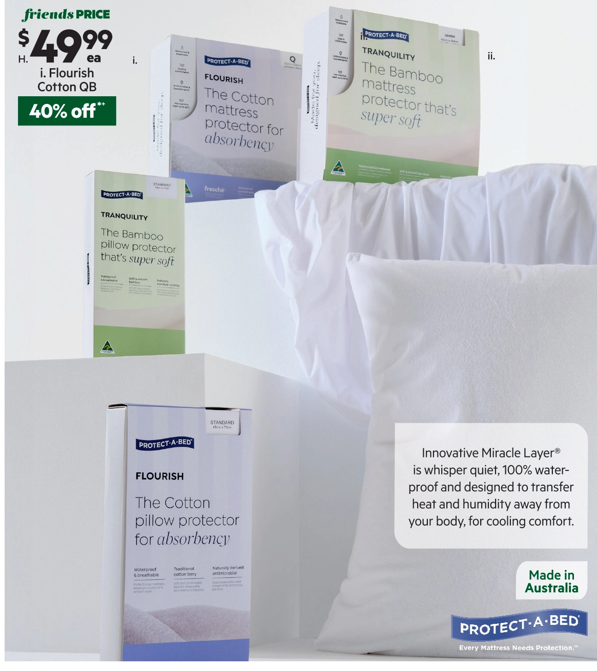 Protect-A-Bed Flourish Cotton Terry Waterproof Mattress Protector White Queen