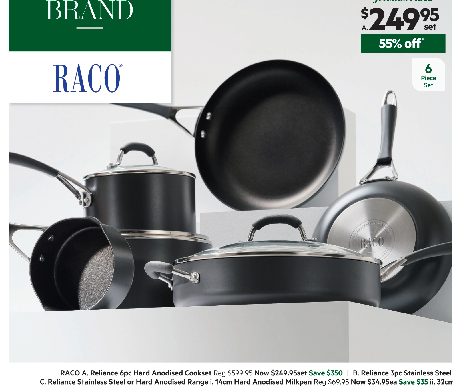 Raco Reliance Hard Anodised 6-Piece Cookset