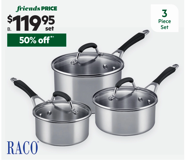 Raco Reliance Stainless Steel 3-Piece Saucepan Set