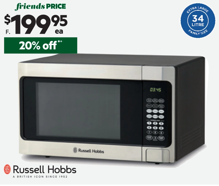 Russell Hobbs 34L Microwave Oven Family Size RHMO300