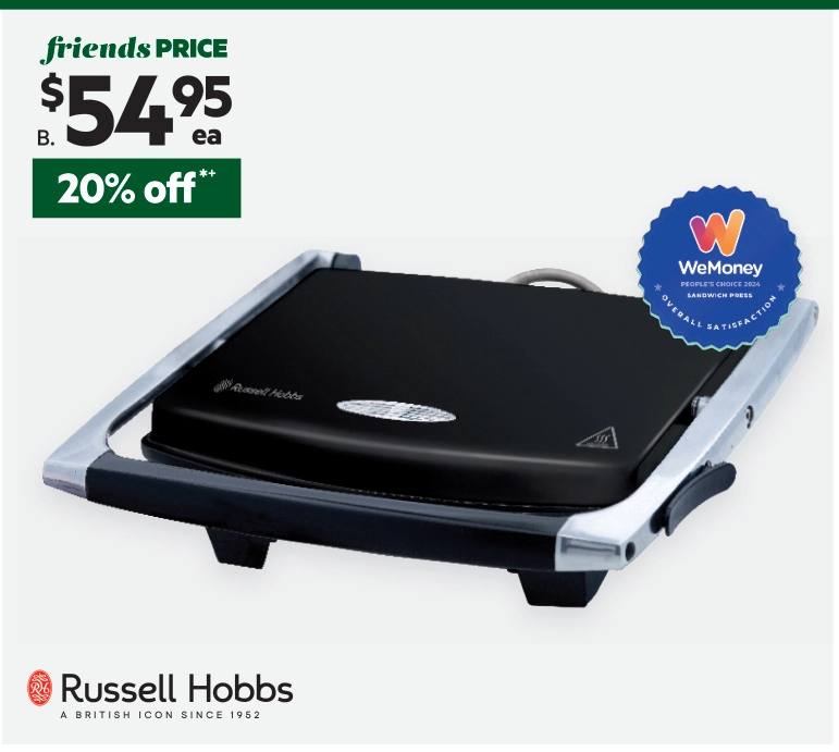 Russell Hobbs 4 Slice Sandwich Press Black RHSP801BLK