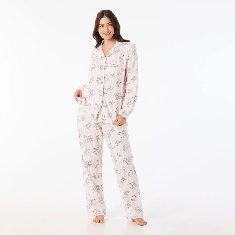 Sash & Rose Women's Print Flannelette PJ Set Rabbit