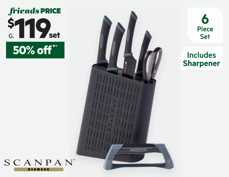 Scanpan Spectrum 6-Piece Knife Block Set with Sharpener