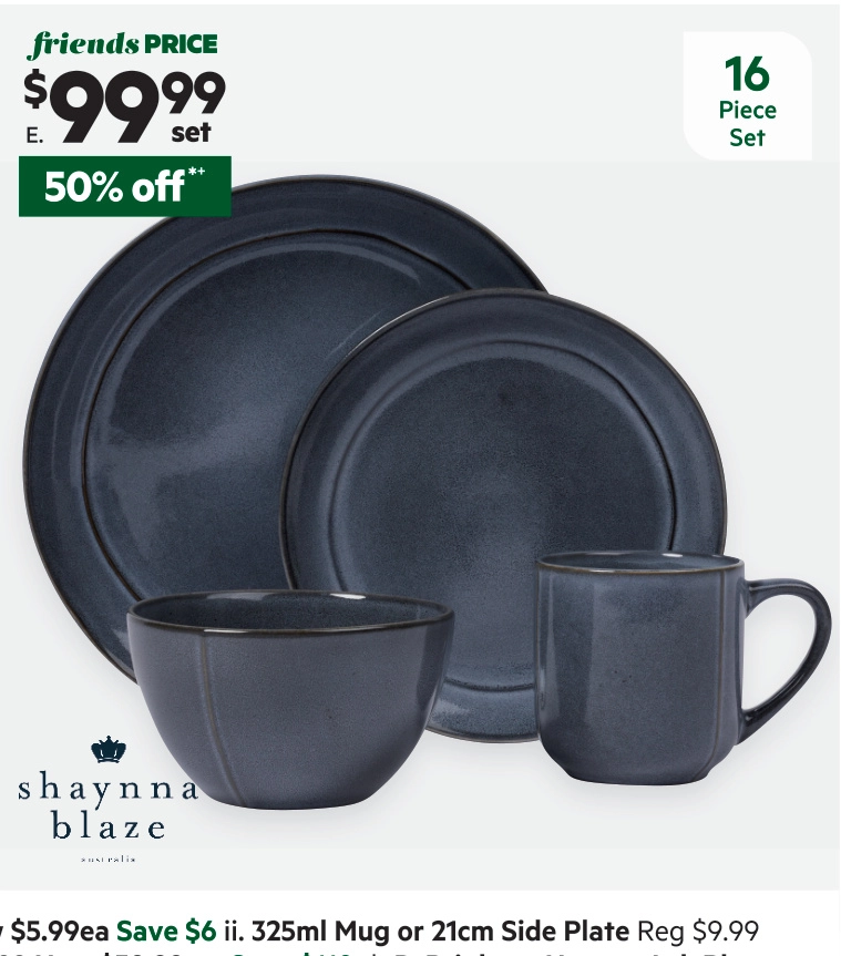 Shaynna Blaze Blue Bay 16 Piece Dinner Set