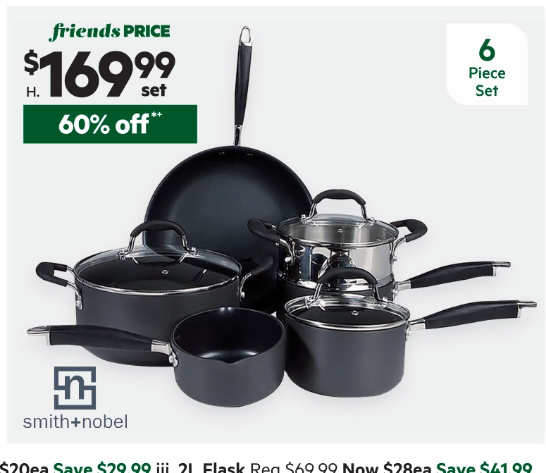 Smith + Nobel Professional 6-Piece Hard Anodised Cookset