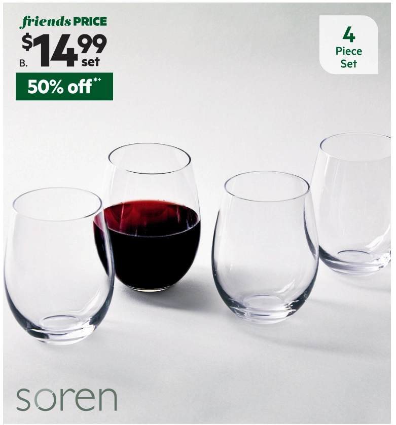 Soren Simplicity Stemless Wine Set 4 Pack