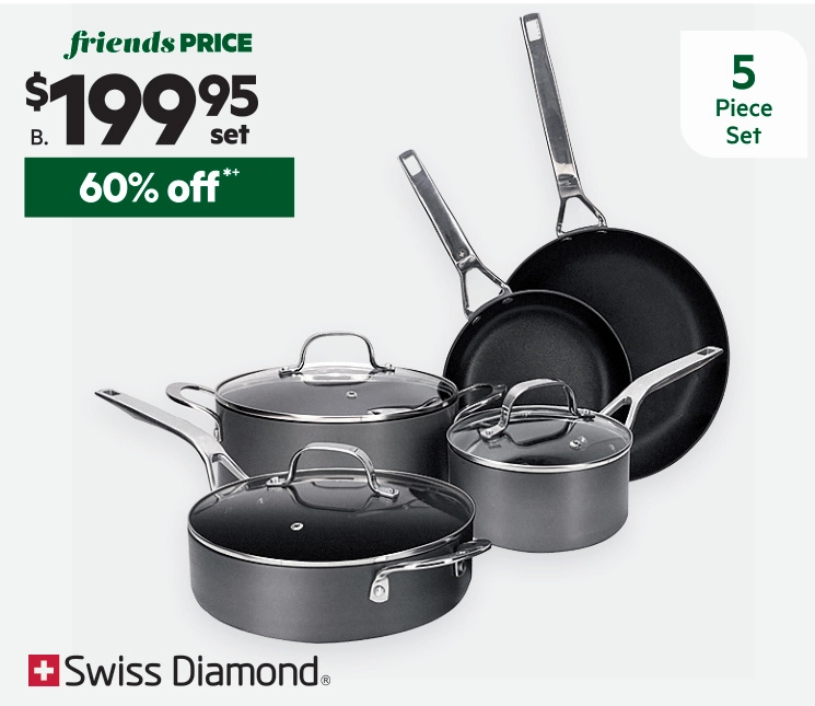 Swiss Diamond 5-Piece Hard Anodised Cookset