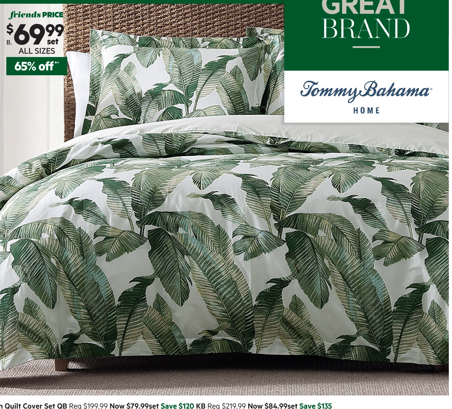 Tommy Bahama Fiesta Palms Cotton Quilt Cover Set Green