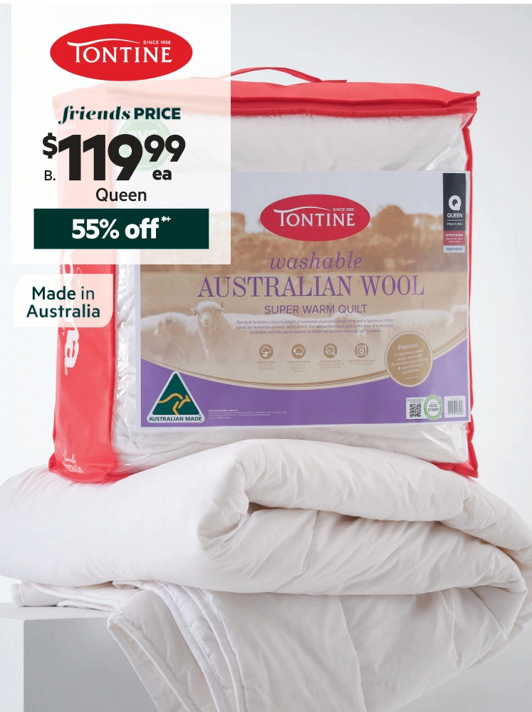 Tontine 500 GSM Super Warm Washable Australian Wool Quilt Super King