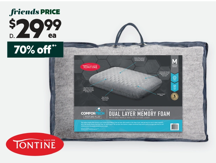 Tontine Dual Layer Memory Foam Pillow