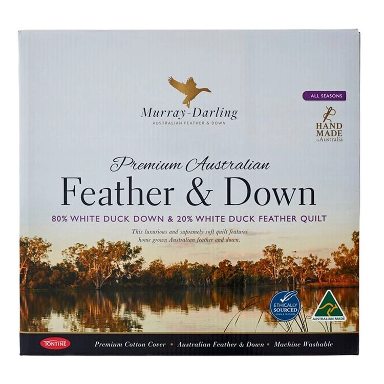 Tontine Murray Darling 80/20 Australian White Duck Down & Feather Quilt Queen