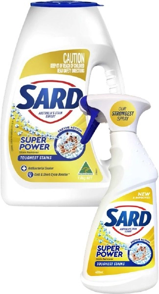 1/2 Price on Sard Soaker Powders 1.8-2kg or Stain Remover Spray 420ml