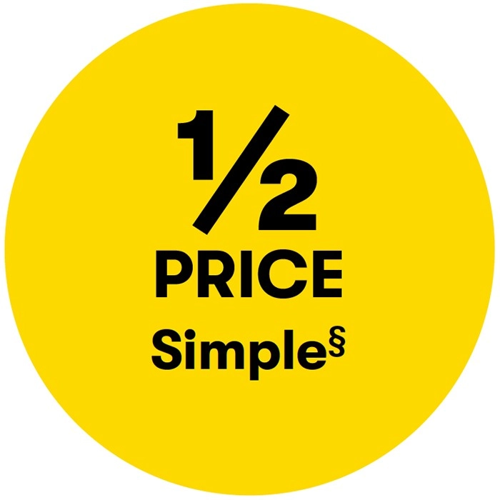 1/2 Price on Simple§