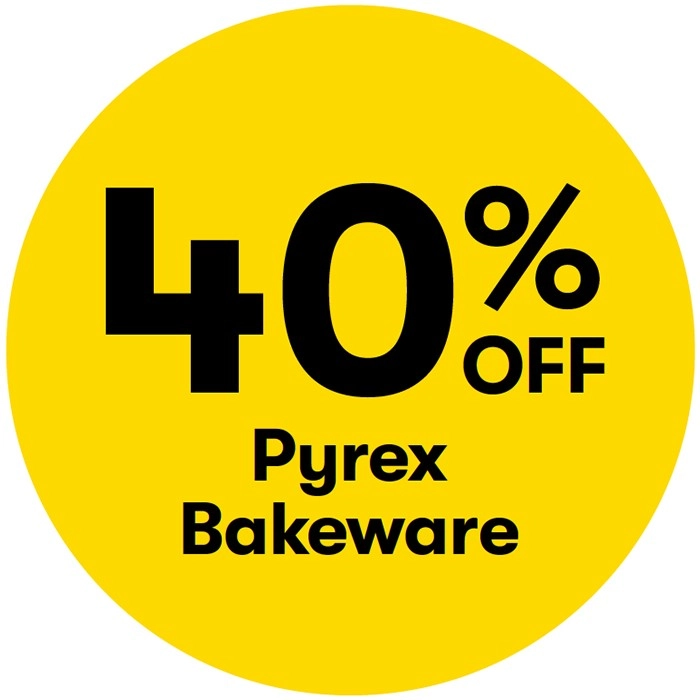 40% off Pyrex Bakeware