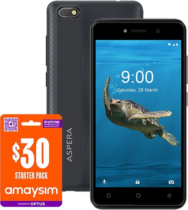 Aspera AS5 32GB Black 4G with $30 amaysim SIM Bundle