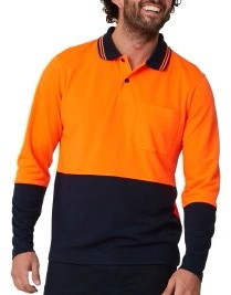 Blacksmith Men’s Long Sleeve Hi-Vis Work Polo - Neon Orange